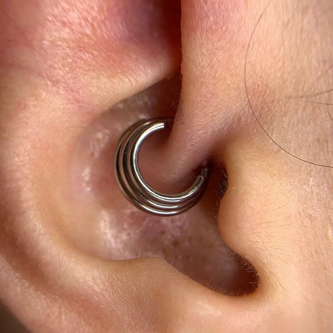BECOME TREE CONCHO×HOOP PIERCE Three-Layer Hoop Clicker - Titanium ASTM – Piercepective