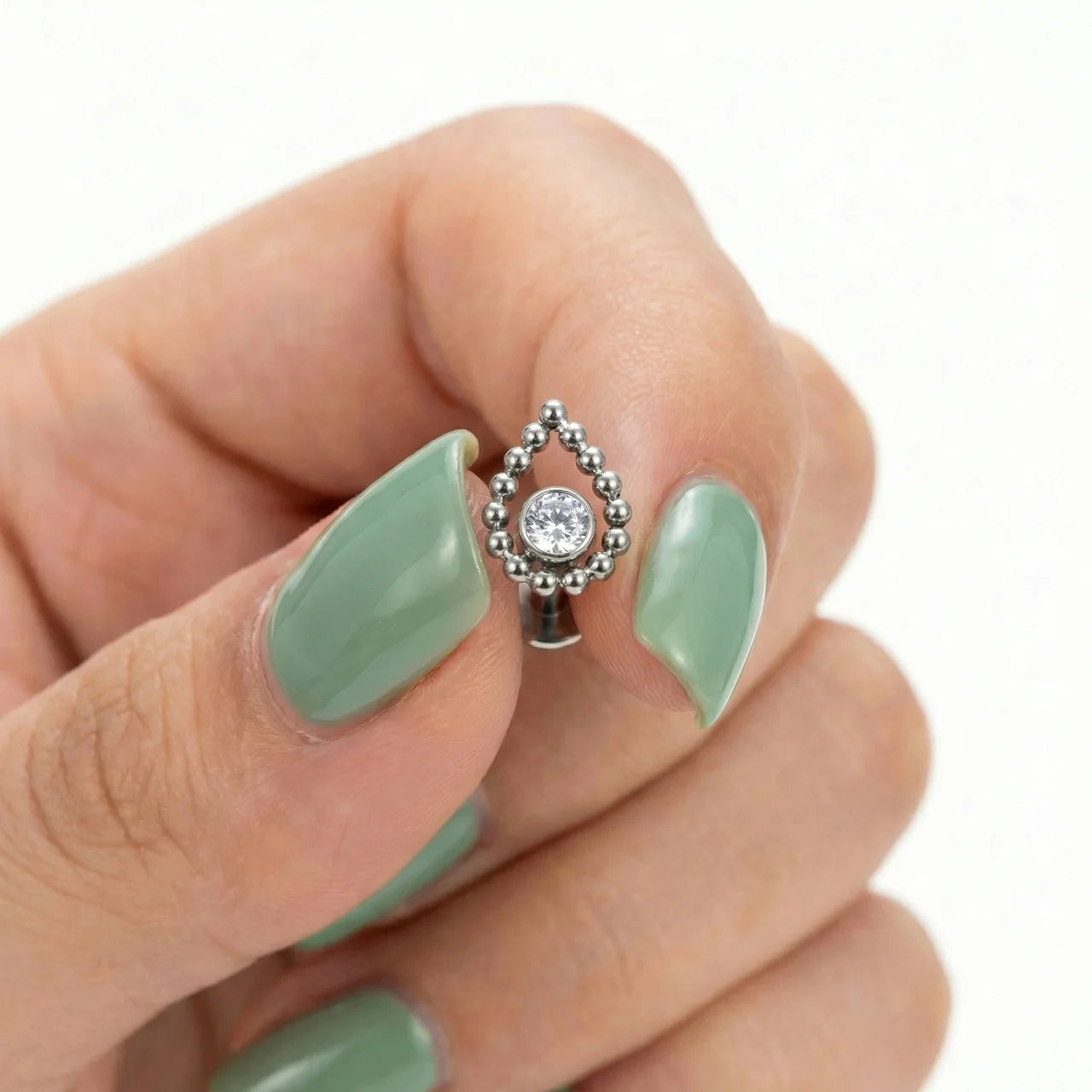 Zirconia and Beaded Drop Labret – Internal Thread Titanium ASTM