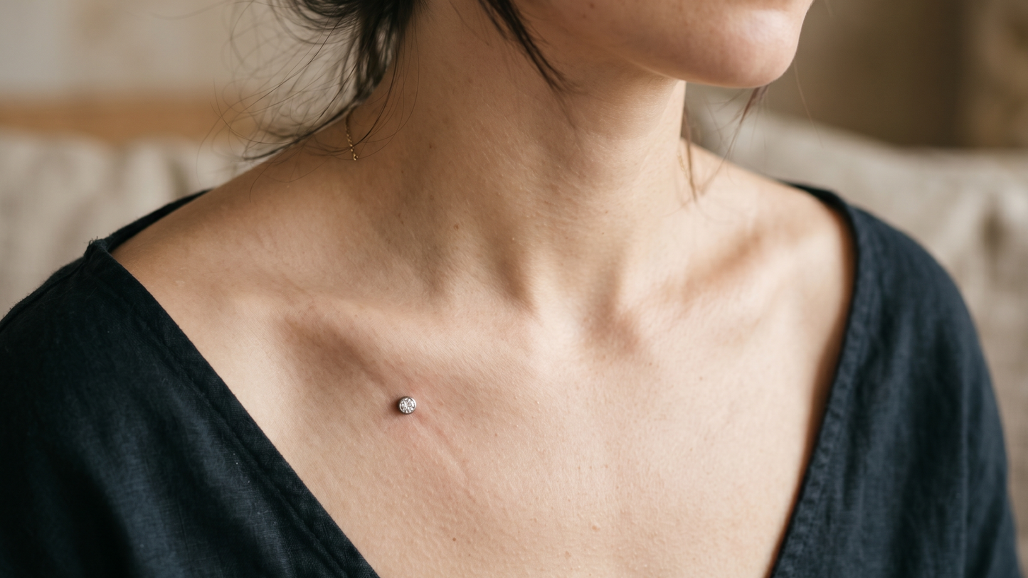 a small titanium dermal anchor 