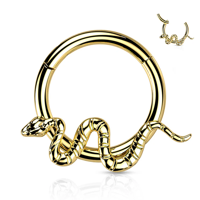 Argola c/ Cobra Clicker Titânio ASTM Gold