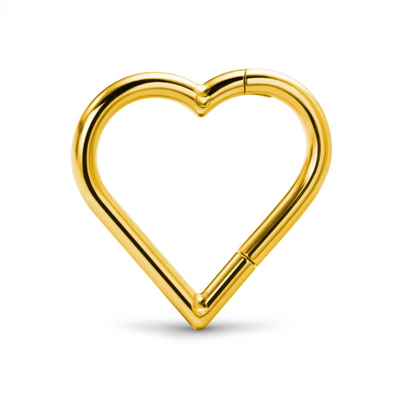 Argola Coração  Esquerda - Clicker Titânio ASTM-F136 PVD Gold