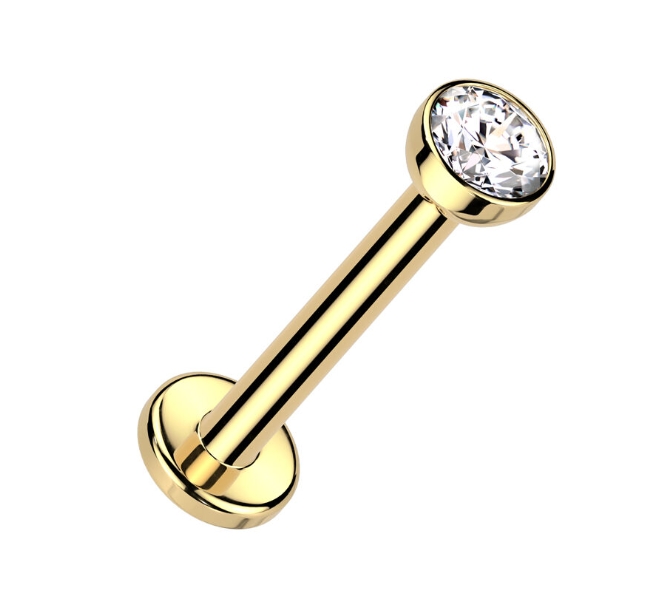 Labret c/ Zircónia Rosca Interna Titânio ASTM Gold