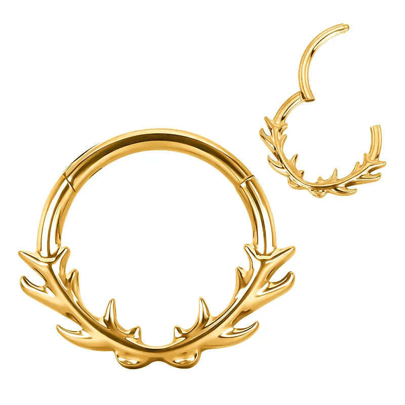 Argola c/ Espinhos Clicker Titânio ASTM PVD Gold