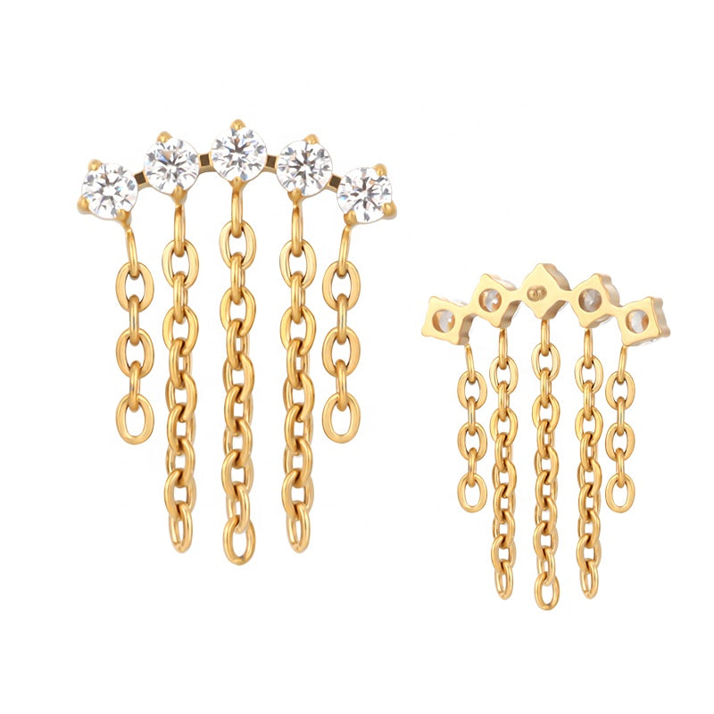 Topo Curva de Zircónias e Correntes - Rosca Interna Titânio ASTM PVD GOLD