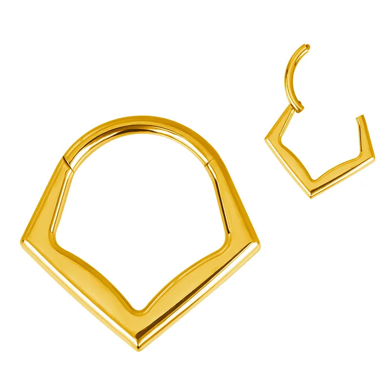 Argola Chevron Clicker Titânio ASTM PVD Gold