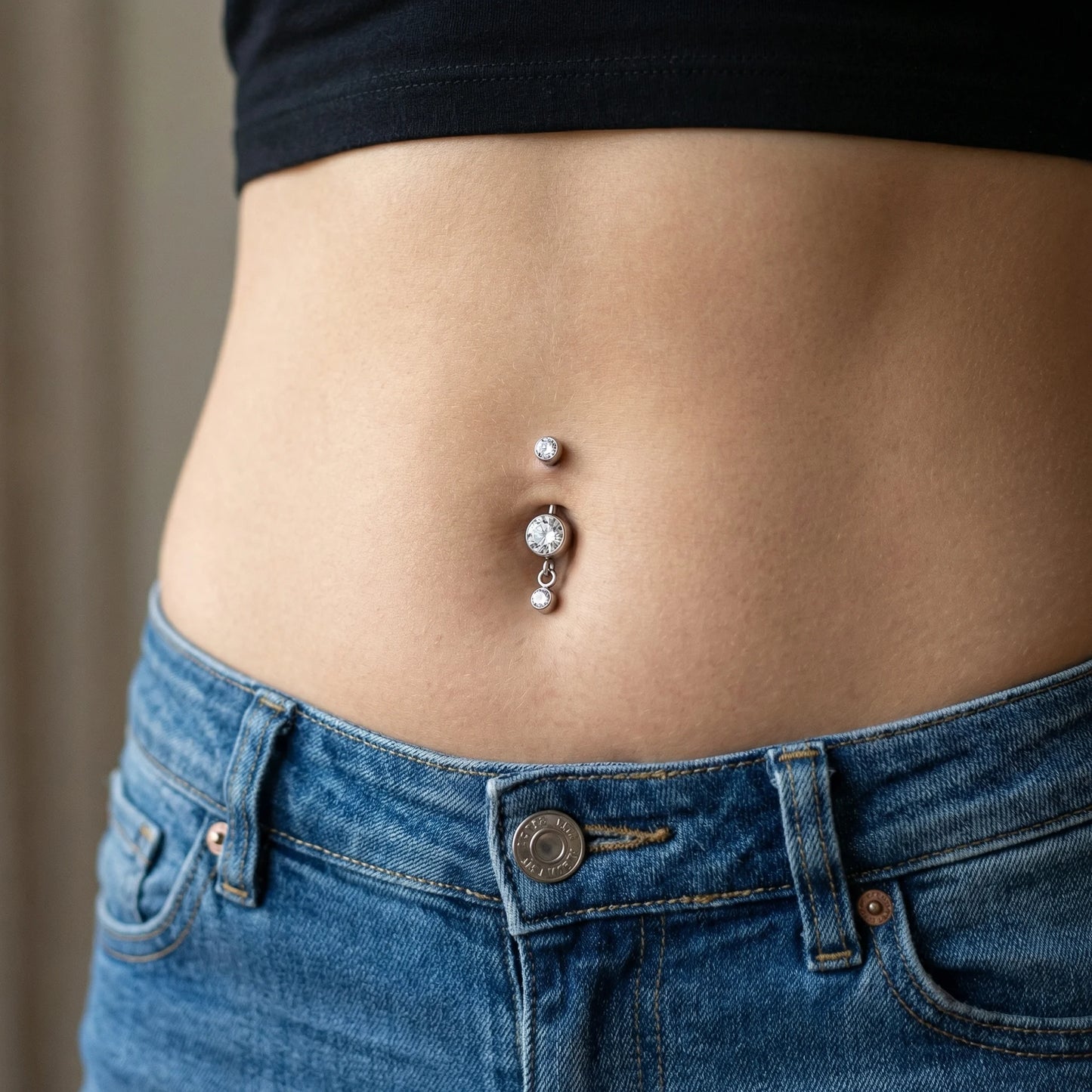 Jóia para Umbigo c/ Zircónia & Pêndulo