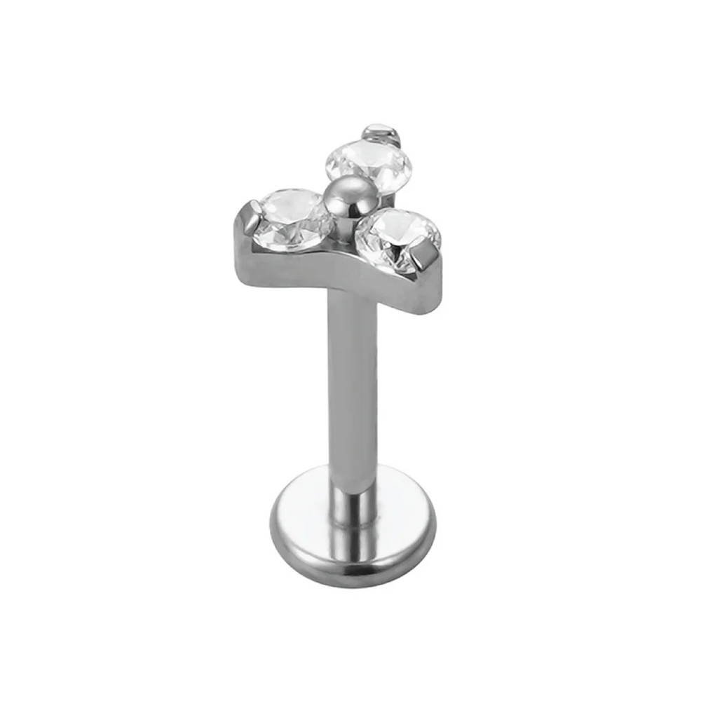
                  
                    Piercing Labret Trinity com 3 Zircónias em Titânio – Rosca Interna Hipoalergênico
                  
                