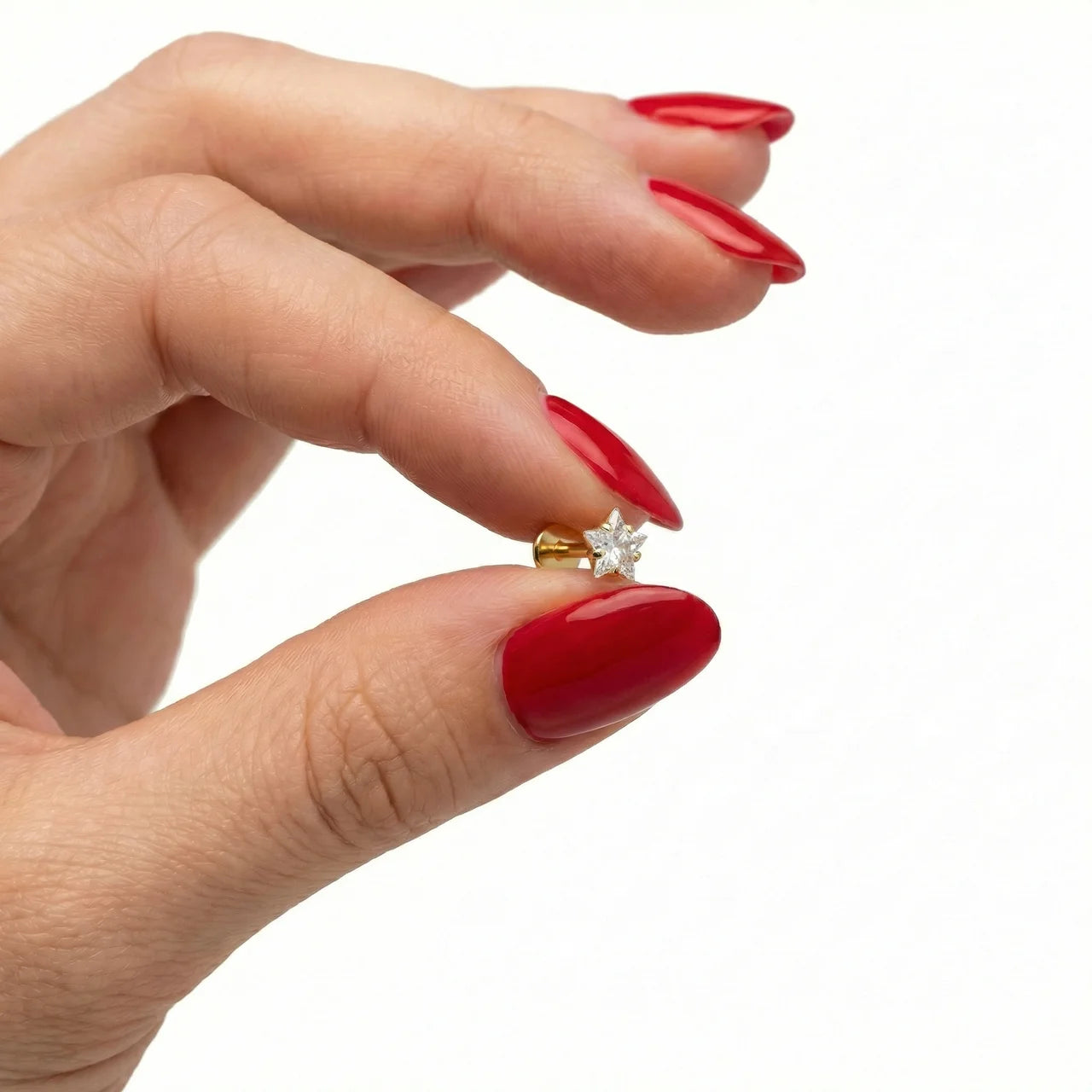 Labret c/ Zircónia Estrela em pvd gold