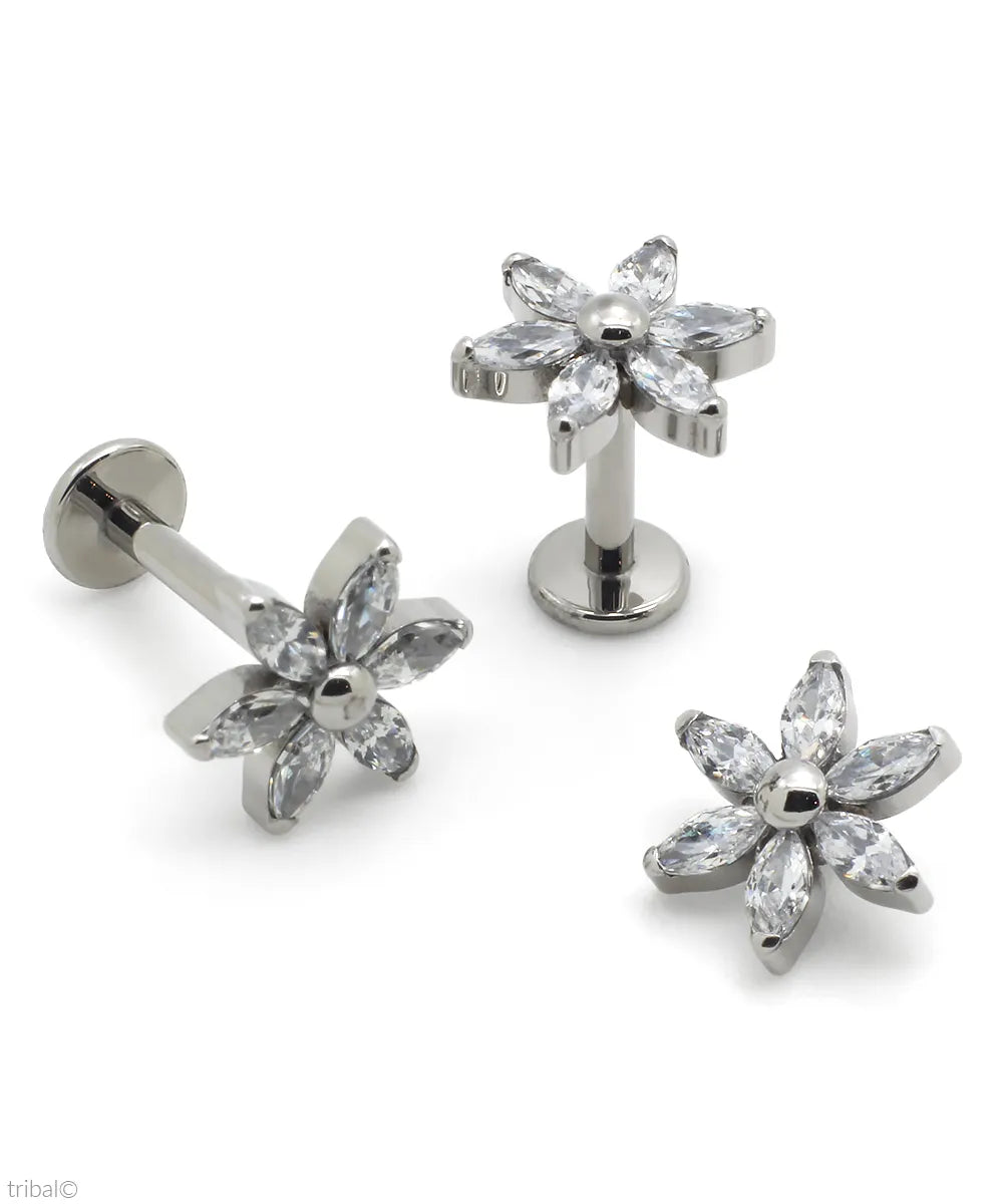 Labret Lótus Celeste - Rosca Interna Titânio ASTM