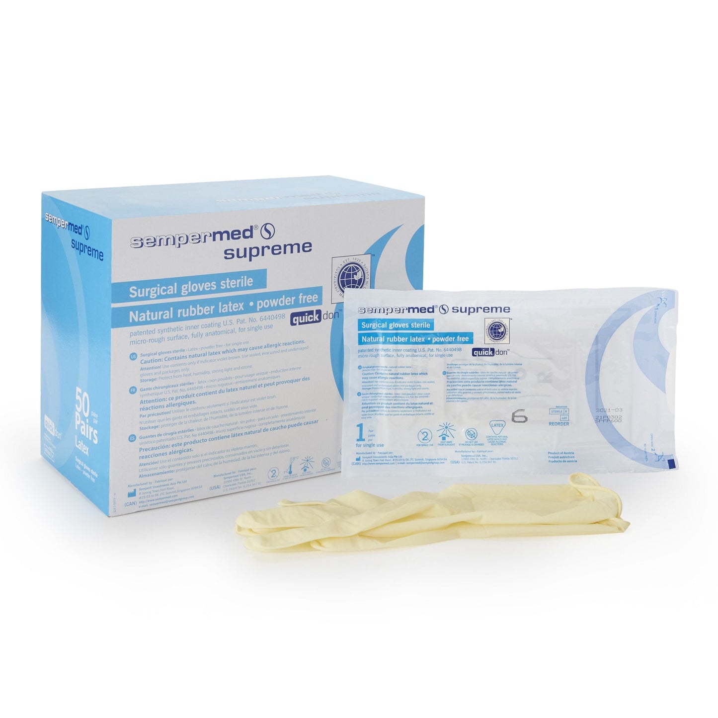 Luvas Cirúrgicas de Latex Esterilizadas s/ Pó - 50 Pares Piercepective