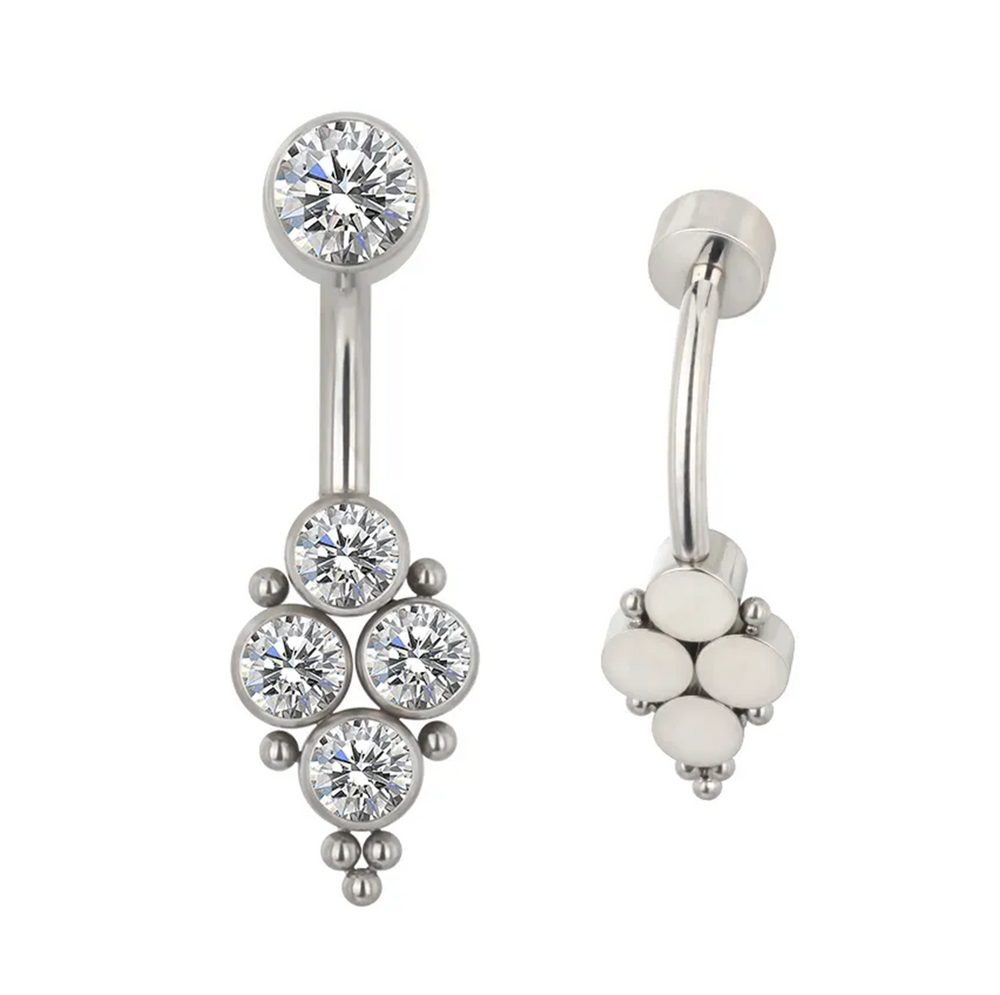 Belly Button Piercing with 4 Zirconias & Beads