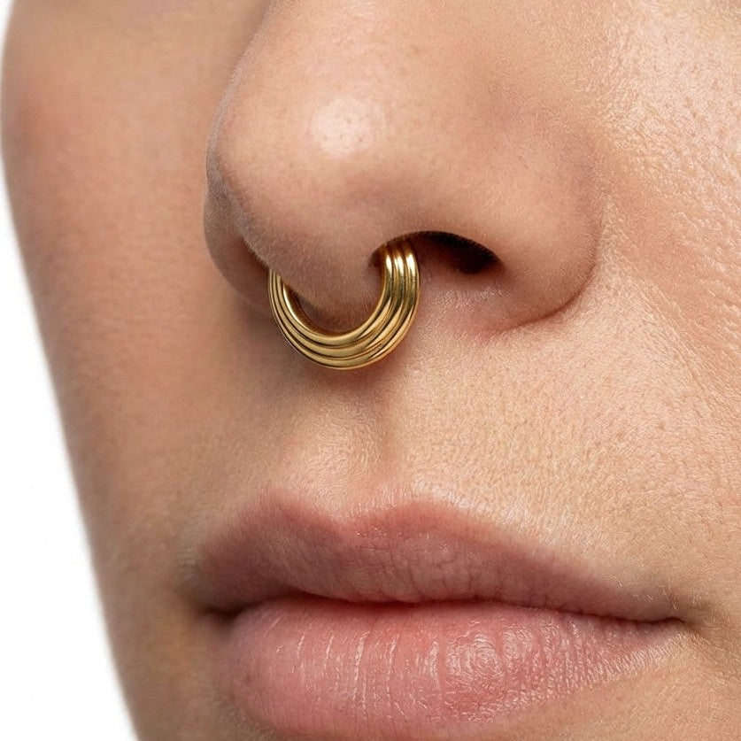 argola três camadas gold