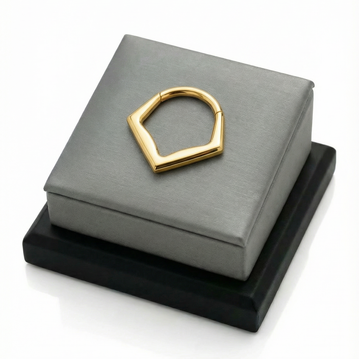 
                  
                    Chevron Ring - Clicker in Titanium PVD Gold
                  
                