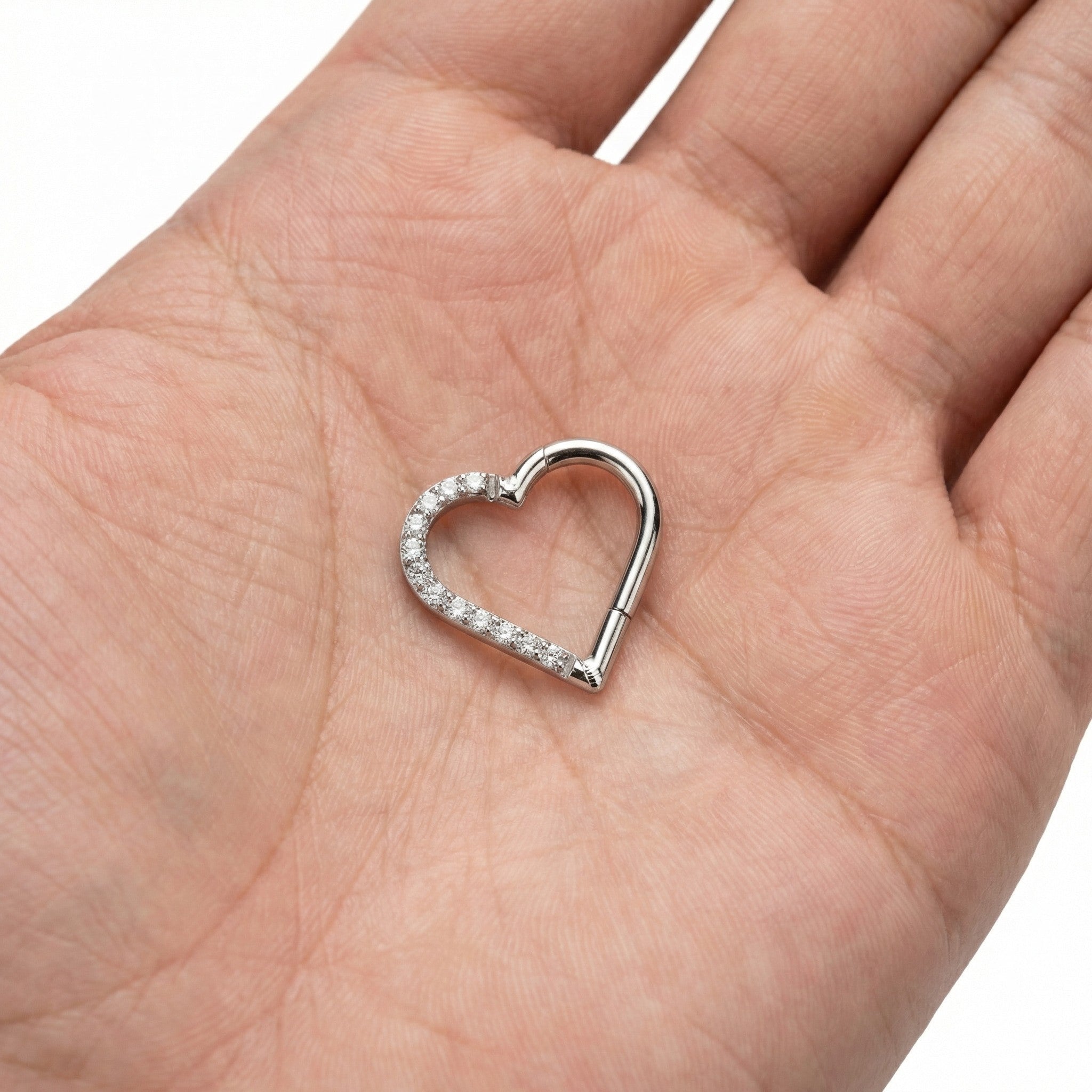 Heart Hoop with Zirconia Clicker - Titanium ASTM – Piercepective