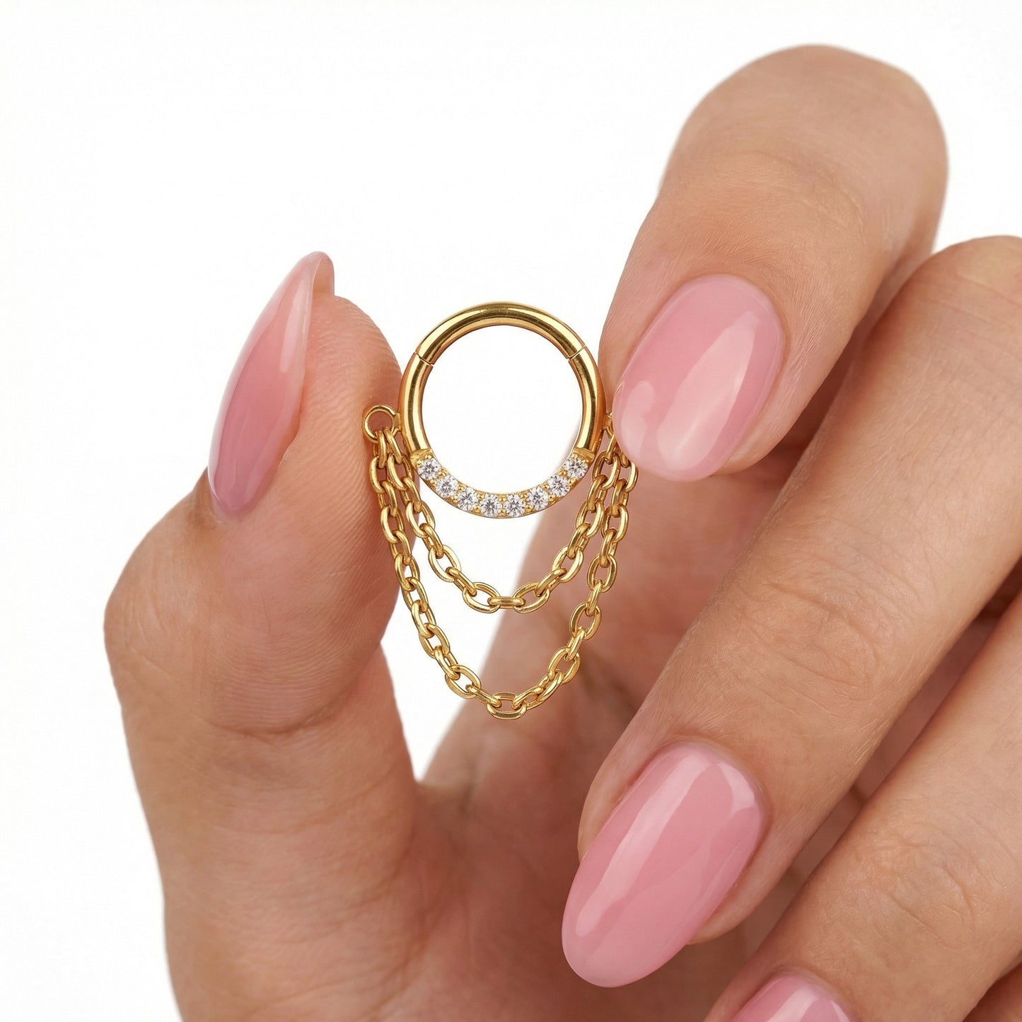 argola dupla com correntes gold