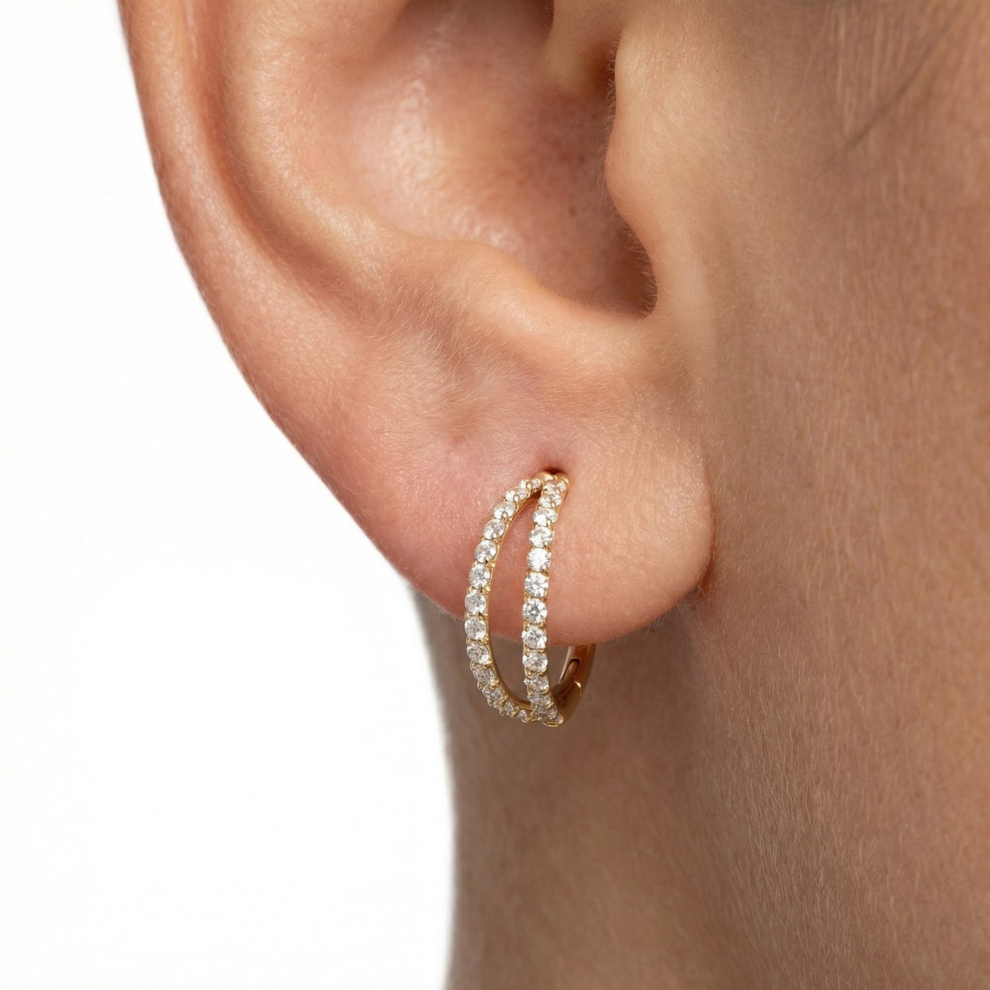 argola dupla pvd gold , piercing lóbulo