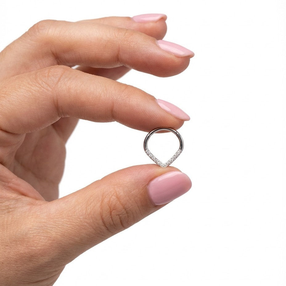 
                  
                    Druppelring met zirkonia's – ASTM Titanium Clicker
                  
                