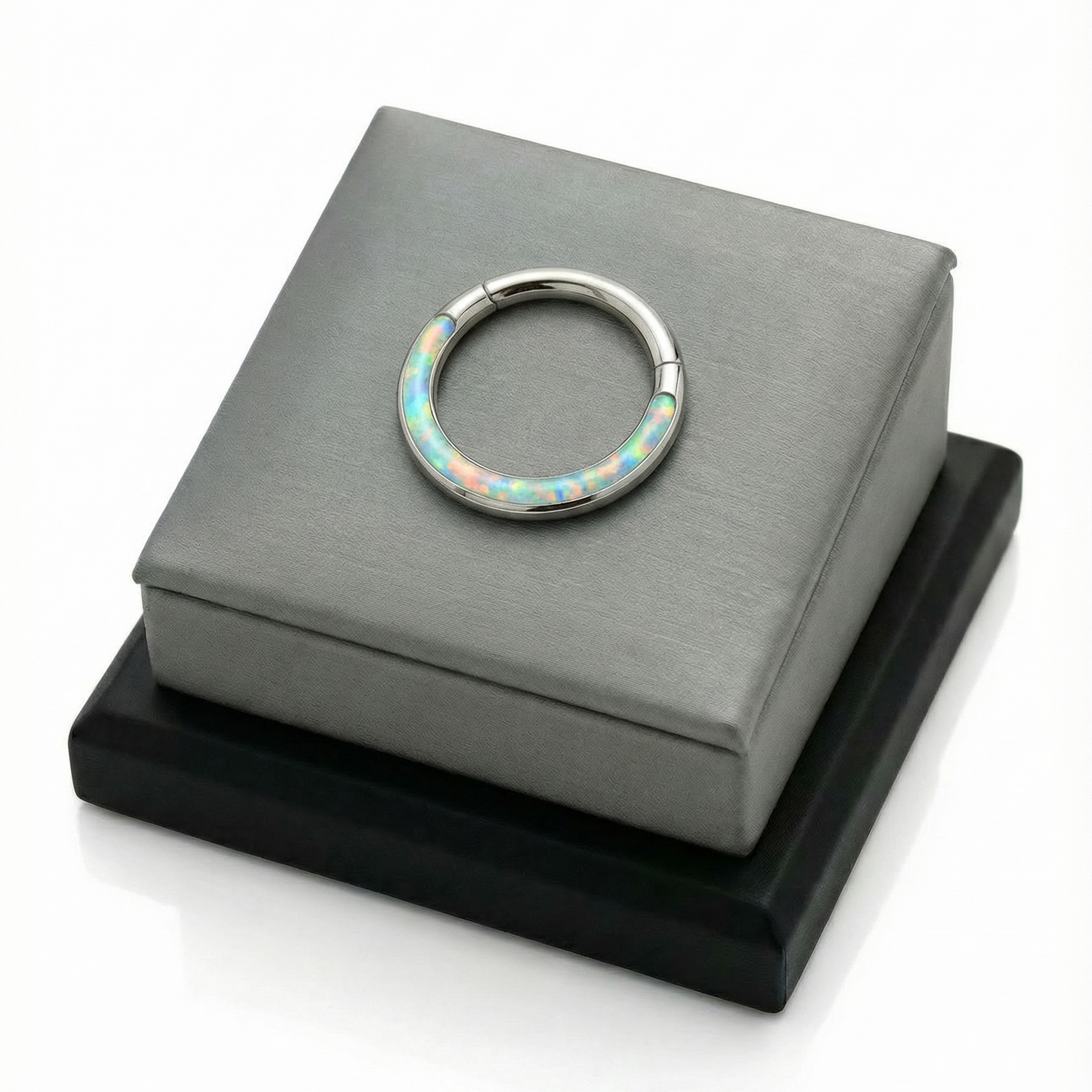 argola opala snow ideal para piercing do septo