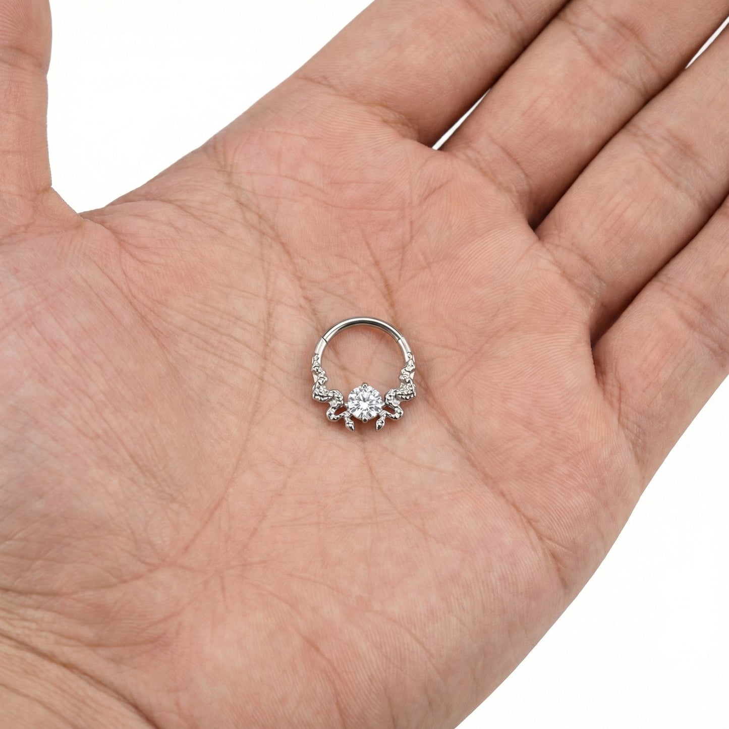 
                  
                    argola serpente com zircónia em titanio
                  
                