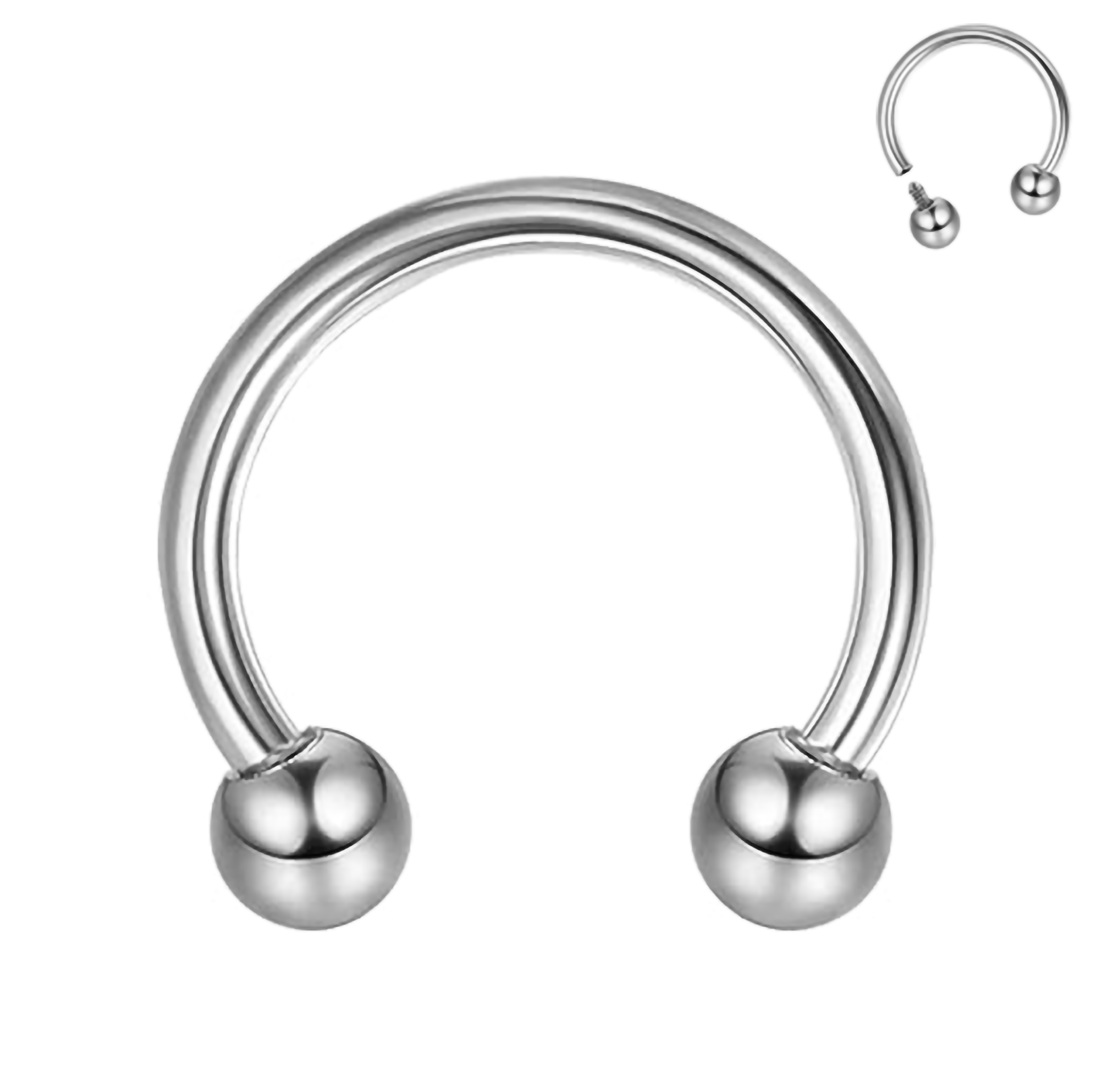 Barbell Circular em Titânio com Bolas nas Extremidades – Rosca Interna, Hipoalergênico