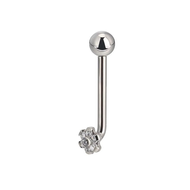 Barbell Christina c/ Flor de Zircónias - Rosca Interna Titânio ASTM