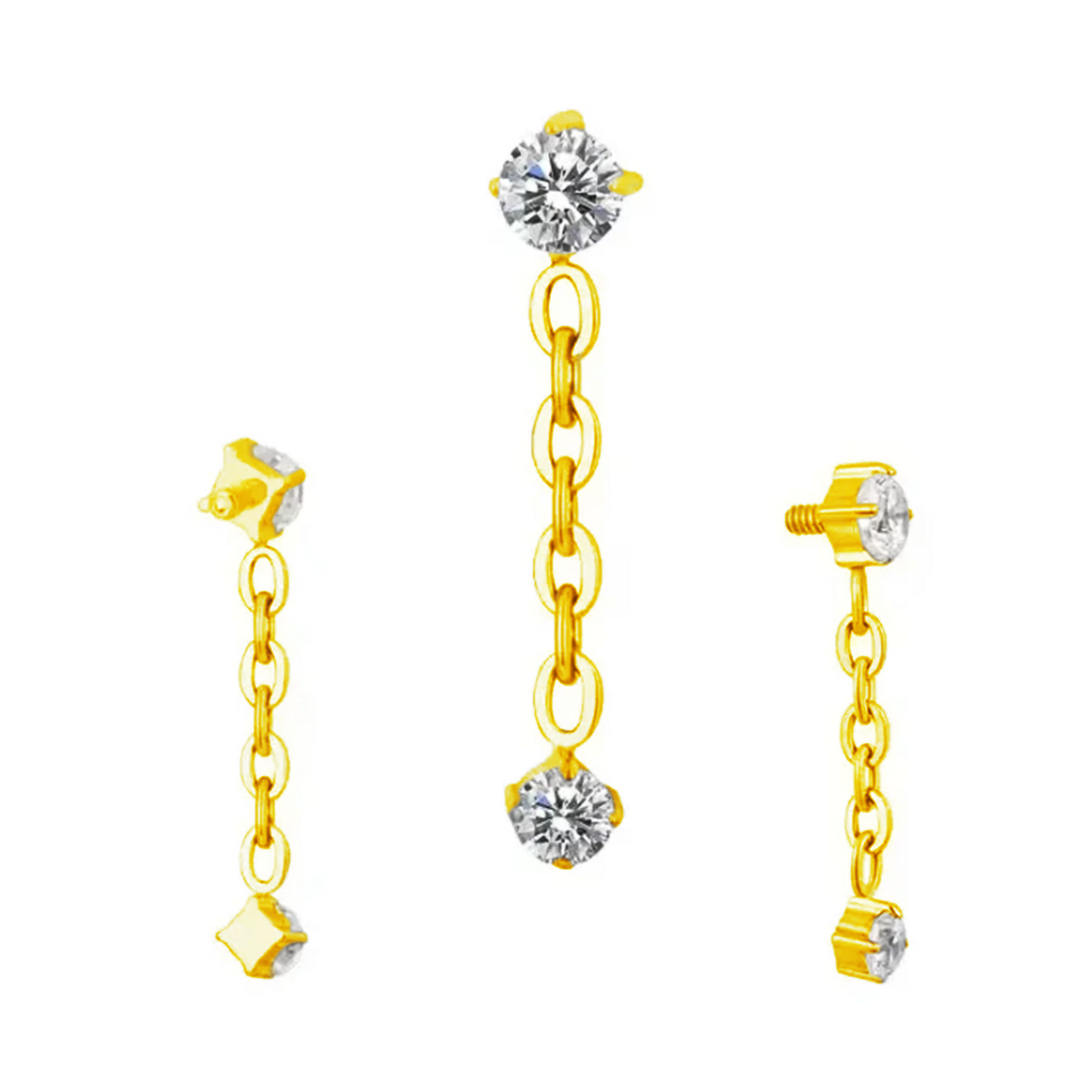 Topo Corrente c/ Zircónias Titânio ASTM PVD Gold Piercepective