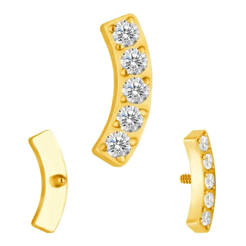 Topo Zircónias Moldura Curva - Rosca Interna Titânio PVD GOLD Piercepective
