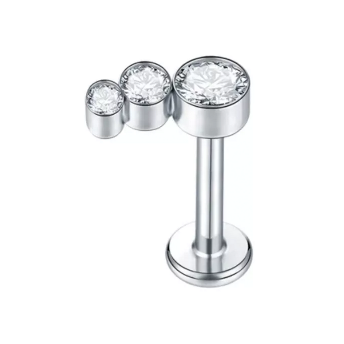 Labret avec 3 courbes décroissantes Zirconias de titane avec filetage interne