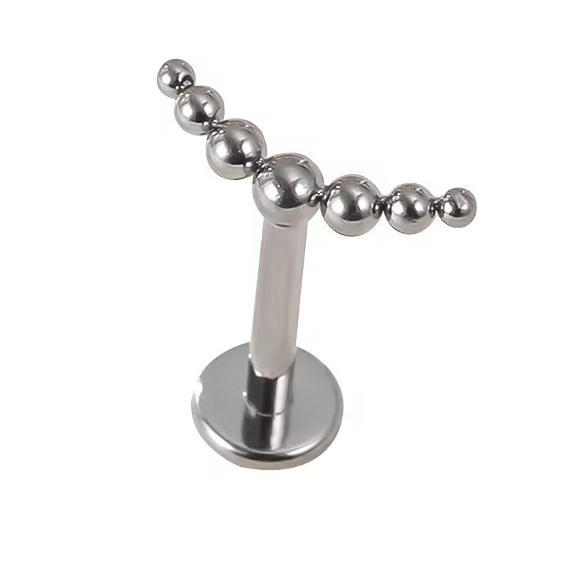 Labret com 7 bolas em curva, rosca interna, fabricado em Titânio ASTM