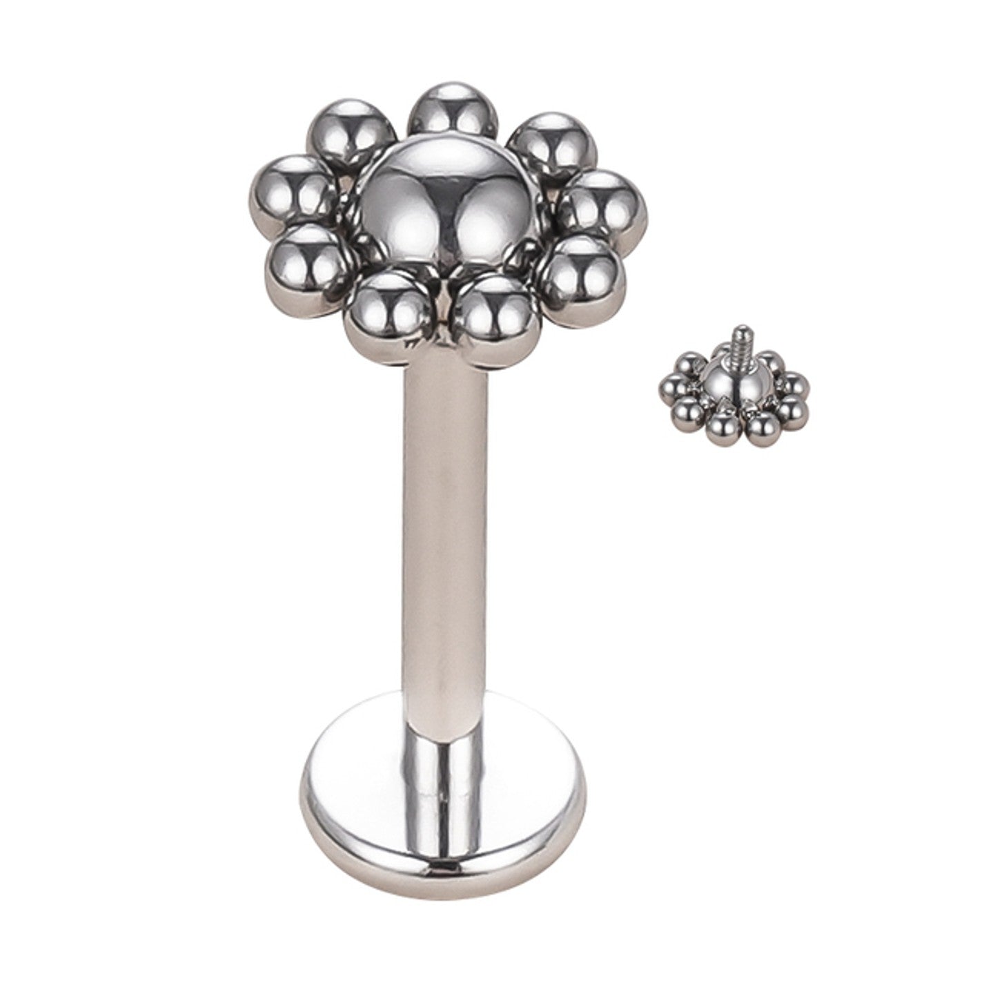 Labret sphérique en titane en forme de fleur avec filetage interne