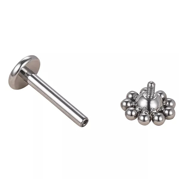 Labret sphérique en titane en forme de fleur avec filetage interne