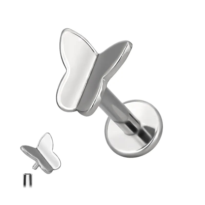 Labret papillon en titane ASTM avec filetage intérieur