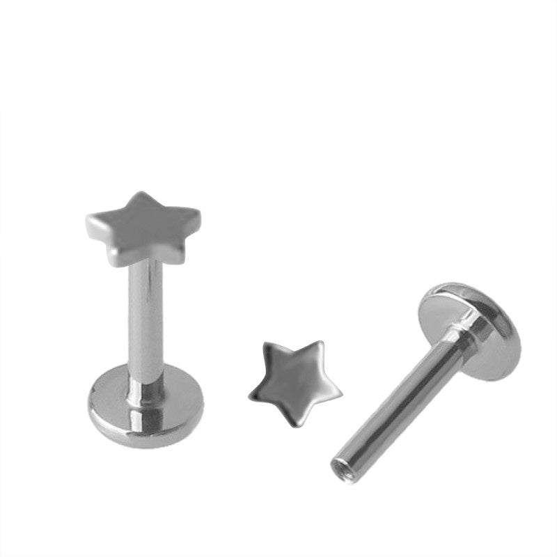 Labret em formato de estrela com rosca interna em Titânio ASTM