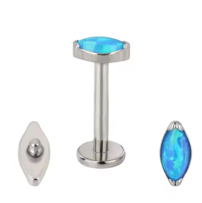 
                  
                    Labret com opala blue  marquise em Titânio ASTM com rosca interna
                  
                