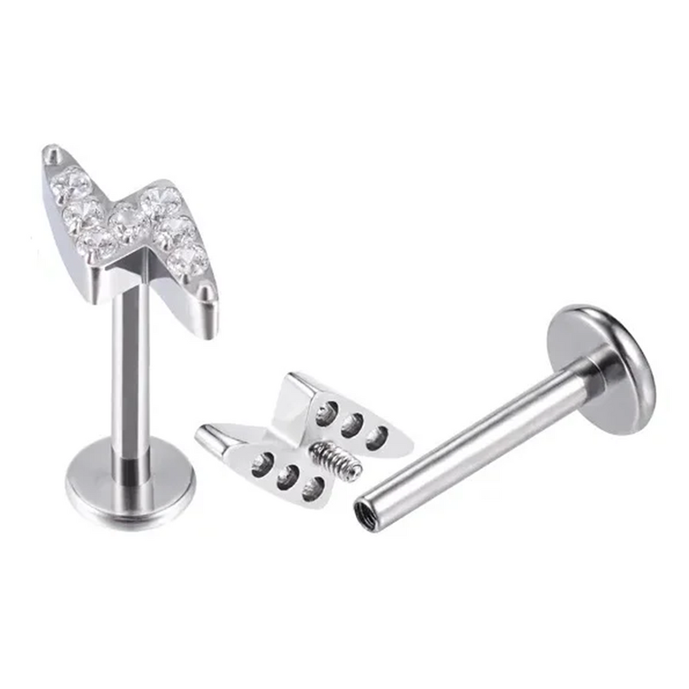 Labret com raio e Zircónias em Titânio ASTM com rosca interna