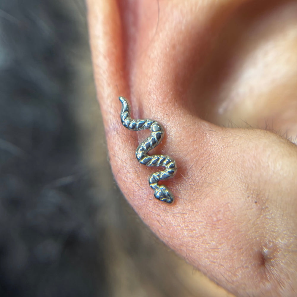 Labret serpent en titane avec filetage interne - idéal pour l'hélix, la tour et la conque
