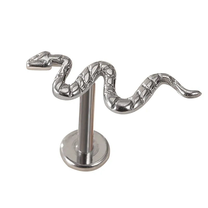 Labret serpent en titane avec filetage interne - idéal pour l'hélix, la tour et la conque