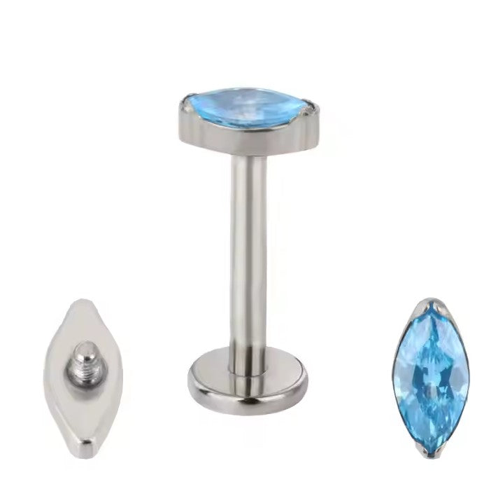 
                  
                    Labret com zircónia blue marquise em Titânio ASTM com rosca interna
                  
                