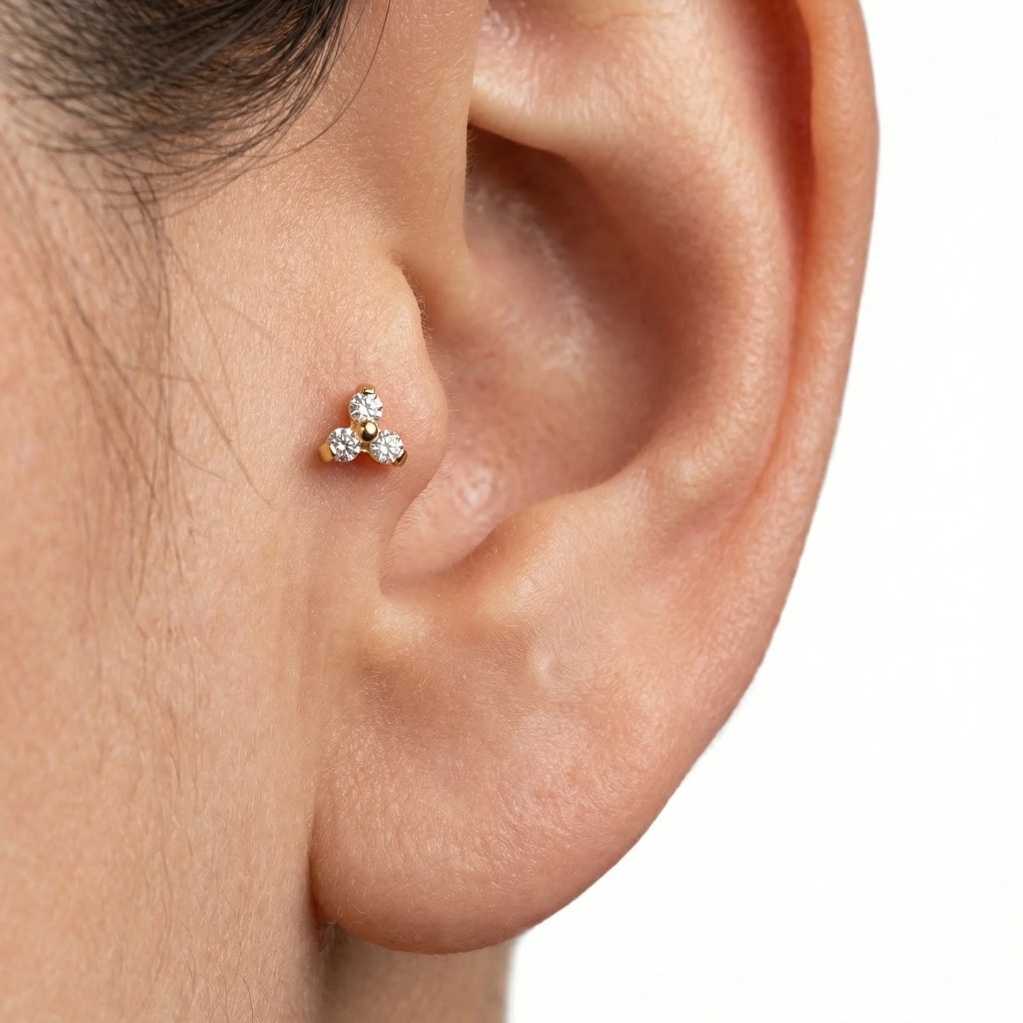 labret trinity com zirónias , piercing tragus