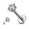 Ideal para tragus, helix, flat, lóbulo e narina Possui rosca interna que garante segurança e conforto na aplicação.