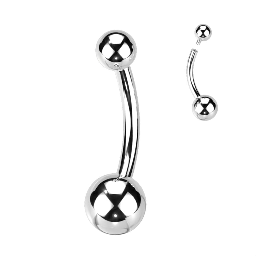 Piercing Navel com bolas lisas e rosca interna em Titânio ASTM