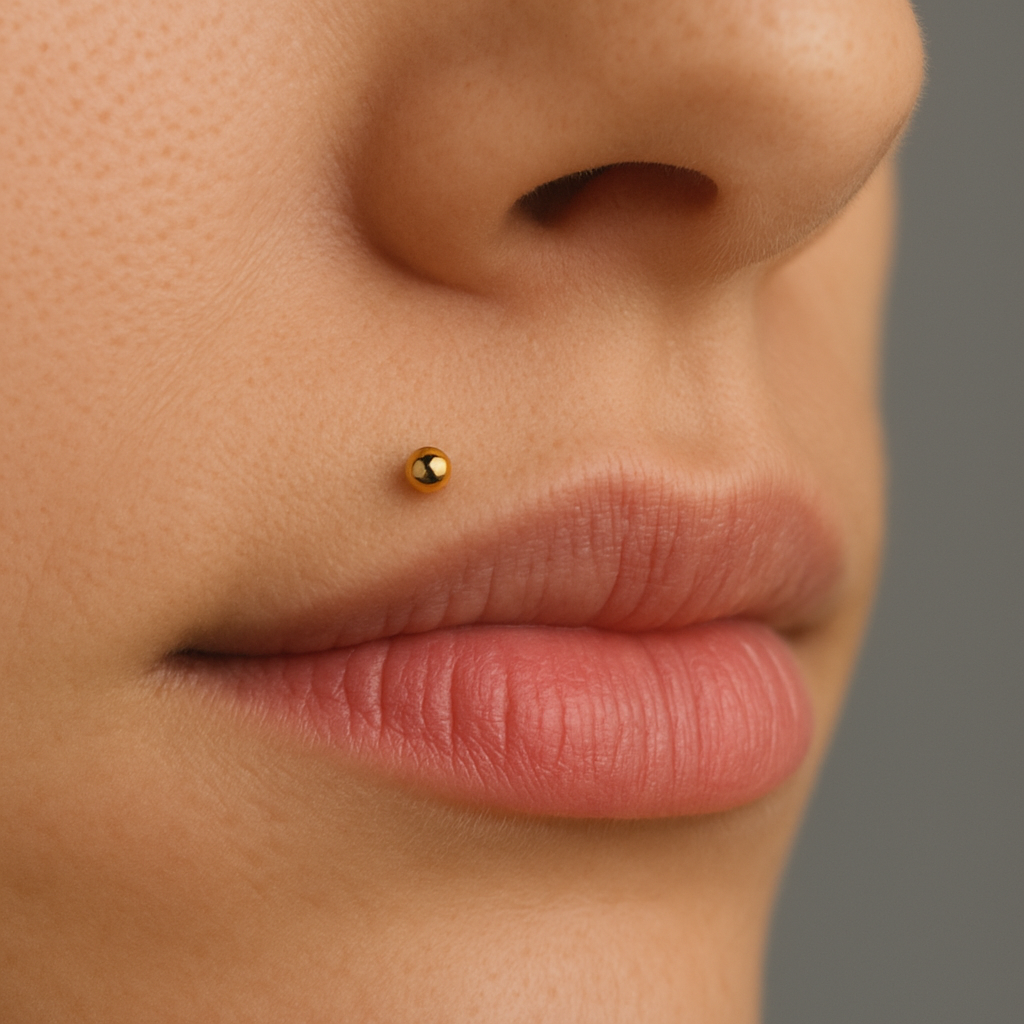 piercing monroe dourado em titânio