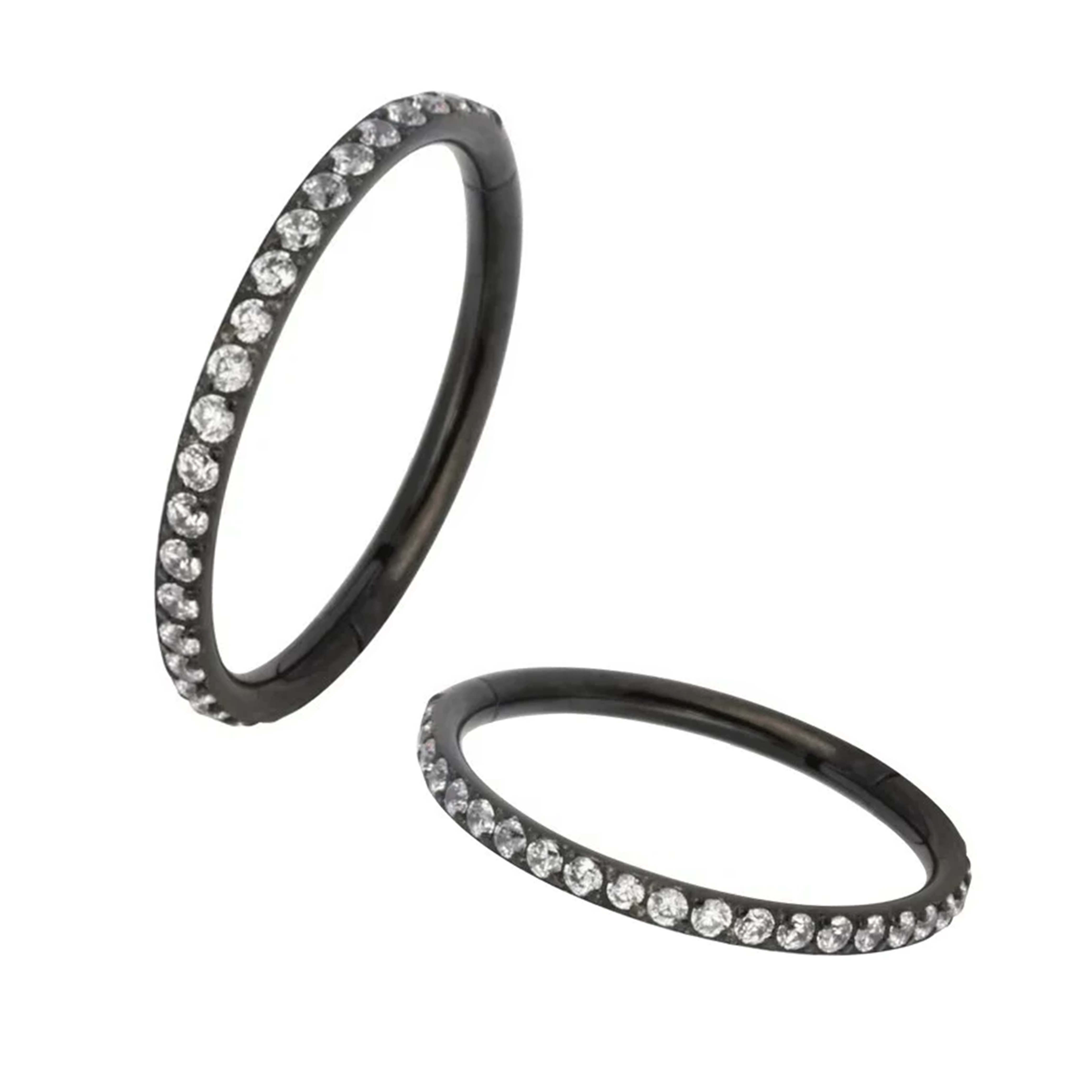 Argola c/ Zircónias Laterais Clicker Titânio ASTM PVD Black