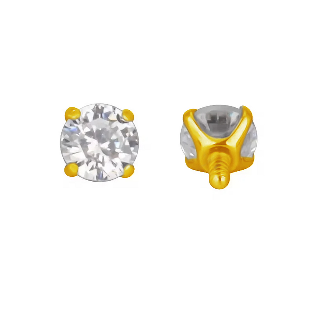 Topo Zircónia Cravejada Rosca Interna Titânio ASTM - PVD Gold Piercepective